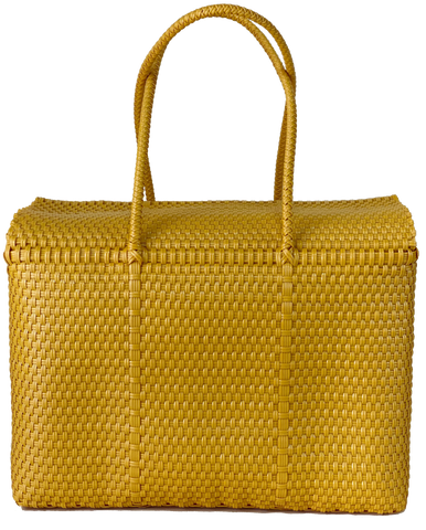 Mustard Picnic Bags Handwoven with Eco-friendly Plastic